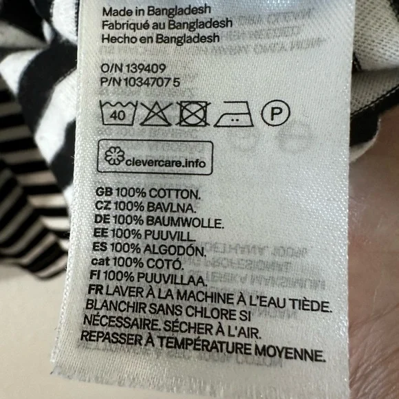 Classic Black and White Striped Long Sleeve Cotton T Shirt - Picture 5 of 5